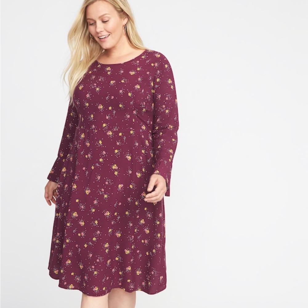 Old Navy Maroon Floral Shift Dress